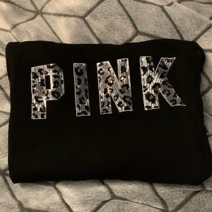 VS PINK Leopard BLING full zip hoodie size M!!